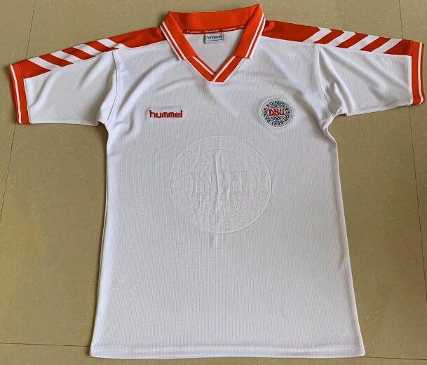 1998 Denmark Retro Away White Soccer Jersey Shirt